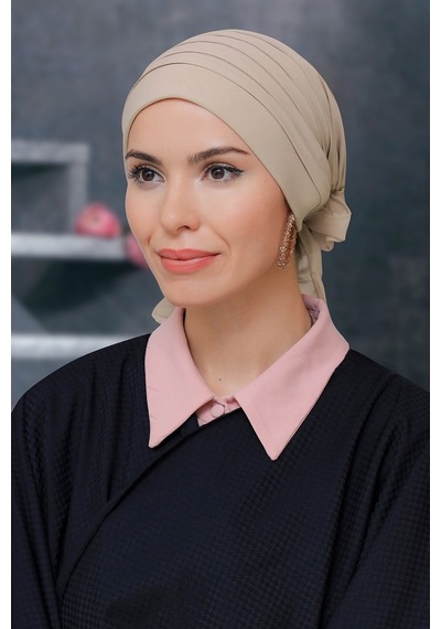 Hürrem Bone Bej Pratik Hazır Geçmeli Tesettür Bone Sandy Kumaş Pileli Nervürl Bej Hürrem Bone Bej Pratik Hazır Geçmeli Tesettür Bone Sandy Kumaş Pileli Nervürl Bej