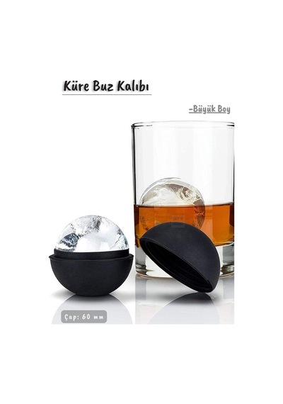 Küre Pro Buz Kalıbı Silikon Küre Çikolata Kalıbı Siyah Çap 60 Mm Siyah
