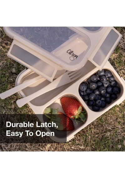 Citron Çatal Ve Kaşıklı Bento Beslenme Kutusu Seti - Dusty Blue 1061992 Çok Renkli
