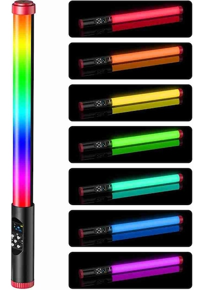 Fuchsia Fm-128rgb Oled Ekran Göstergeli Rgb Led Işıklı Su Geçirmez Aydınlatma Çubuğu Siyah