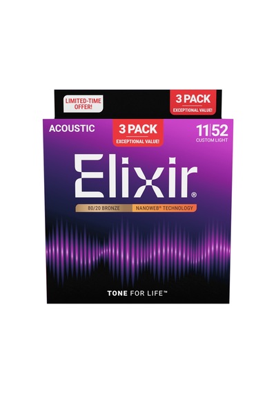 Elixir 011-052 Bronz Akustik Gitar Teli Ekonomik 3'lü Set 16564