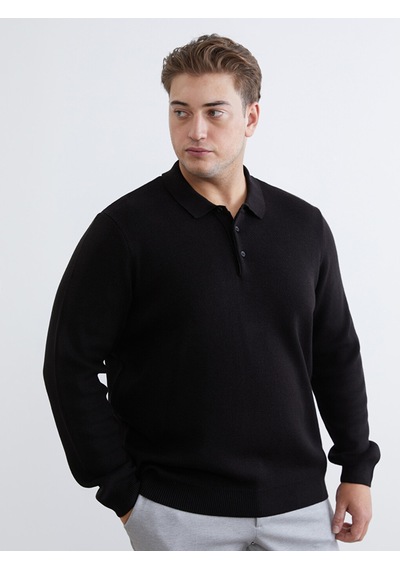 Lcwaıkıkı Classic Siyah Polo Yaka Erkek Triko Kazak