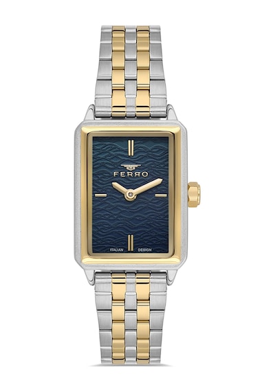 Ferro Fl21626awt-d3 Quartz Çift Kordonlu Lacivert Kadran 22 Mm Kadın Kol Saati Altın