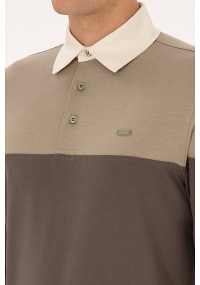 U.S. Polo Assn. Erkek Regular Fit Polo Yaka Açık Haki Sweatshirt 50316428-VR183