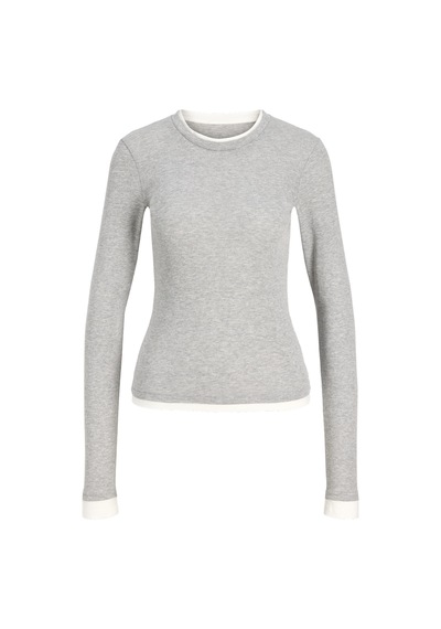 Jack & Jones Kadin Bisiklet Yaka Tisört - Henna - 12297870 Gri Melanj