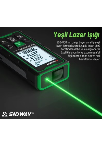 Sndway Sw-80gs Yeşil Lazerli 80 Metre Lazermetre Şarjlı Ve Ip68 Korumalı