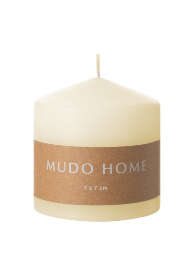 Mudo Home Sütun Mum Krem 7x7cm Ekru
