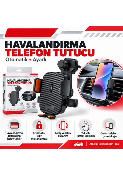 Günaks Araç İçi Havalandırma Telefon Tutucu Universal Siyah-kırmızı