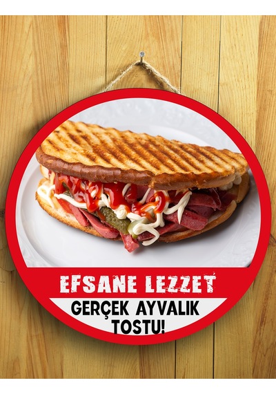 Mayeka Cafeler Restoranlar İçin Ayvalık Tostu Duvar Kapı Tablo Ahşap Askılı Pano Tabela