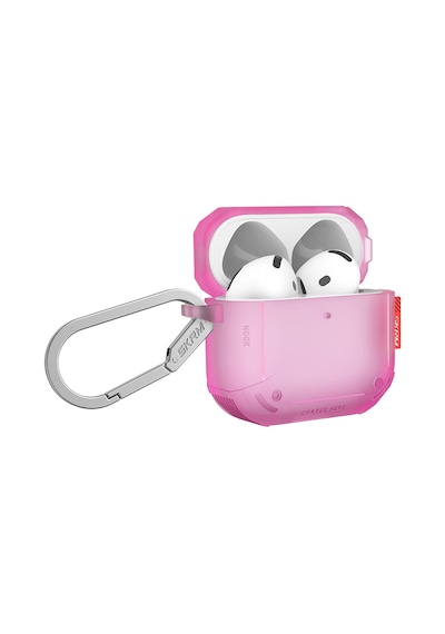 Apple Uyumlu AirPods 4 Kılıf Airbagli 360 Derece Tam Koruma Skinarma Mecha Ce Askı Aparatlı Kılıf Pembe