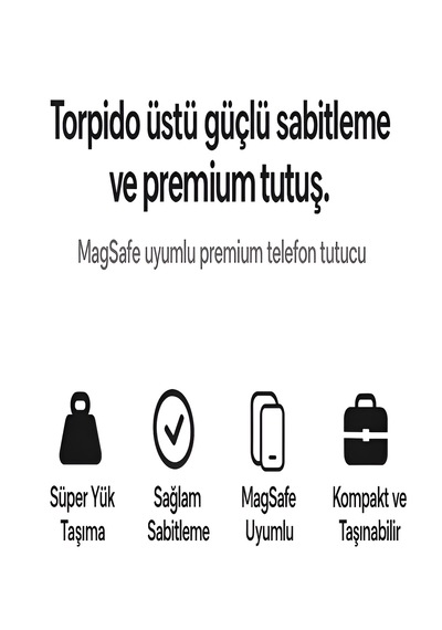 Magsafe Uyumlu 360 Ayarlanabilir Mıknatıslı Araç İçi Telefon Tutucu Torpido Montajlı Stand Siyah