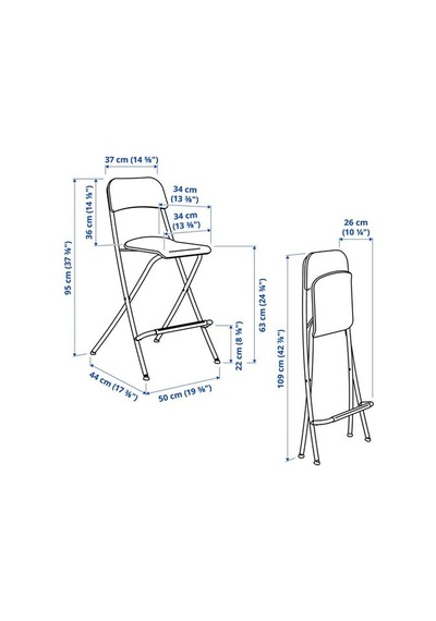 Ikea Franklın Bar Sandalyesi, Beyaz, 63 Cm, Katlanabilir