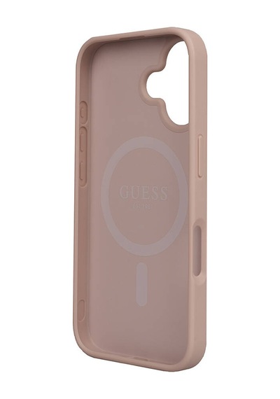 Apple iPhone 16 Uyumlu Kılıf Magsafe Şarj Özellikli Guess  Lisanslı Small 4g Classic Pembe