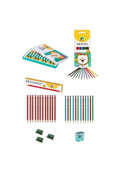 Adel Kuru Boya Karton Kutu Tam Boy 12 Renk Adel Pastel Boya 12 Renk Boyama Seti Kırmızı Boya Kalemi