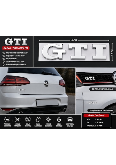 Volkswagen Golf Gtı Polo Gtı Bagaj Logo Amblem Krom Beyaz 0