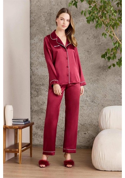 Pierre Cardin Kadın Saten Boydan Düğme Pijama Takımı 1200 001