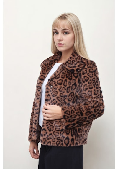 Vitrin Leopar Desen Yumoş Çıtçıtlı Ceket