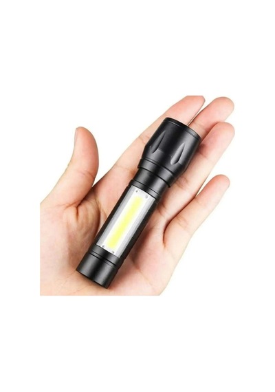 Cata Ct-8024 Şarj Edilebilir Led El Feneri 3 Fonksiyonlu 6400k Beyaz Işık Siyah