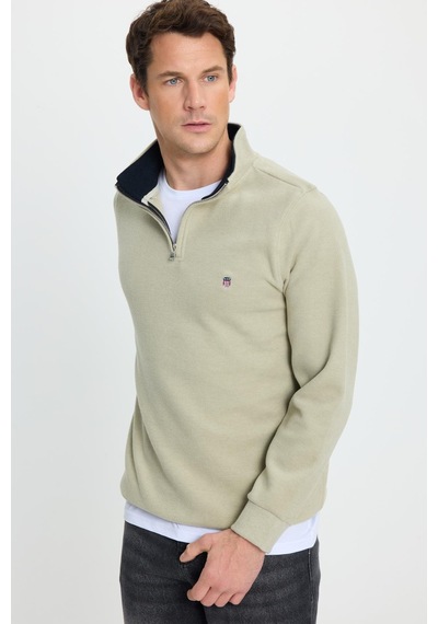 Tudors Erkek Slim Fit Dar Kesim Pamuklu Selanik Kumaş Dik Yaka Mint Sweatshirt-41888 Mint