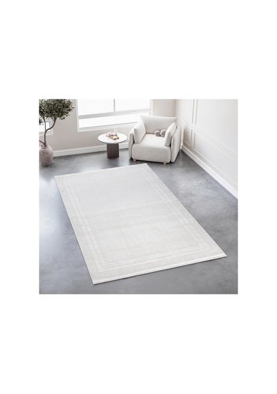 Badelya Home Krem 7107 Modern Desen Doğal Taban Saçaklı Salon Koridor Mutfak Çocuk Oturma Odası Halı Yolluk 7107-krem