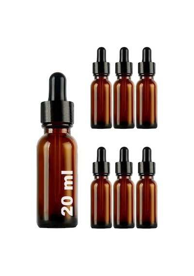 Lexroo 20 Ml Metal Kapaklı Damlalık Dropper Şişesi Serum 20 Cc Cam Şişe 6 Adet Çok Renkli