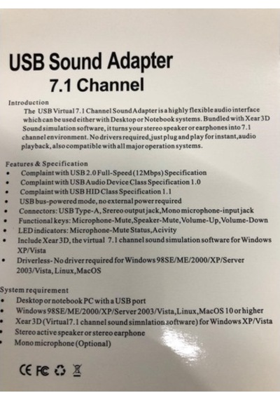 Class Sek-71 Usb 7.1 Kablolu Beyaz Virtual 3D Pc Harici Ses Kartı (448401830)