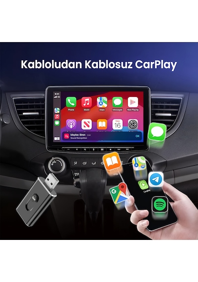 Bix Cb02 2.4g/5g Wifi Carplay Android Auto Kabloludan Kablosuza Çevirici Usb-a Usb-c Çift Uçlu Hibrit Adaptör Diğer
