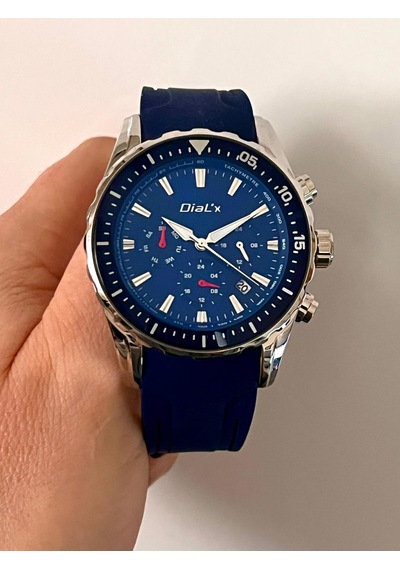 Dial X Dx-789778 Fonksiyonlu&takvimli Silikon Kordon Lacivert Erkek Kol Saati Gümüş