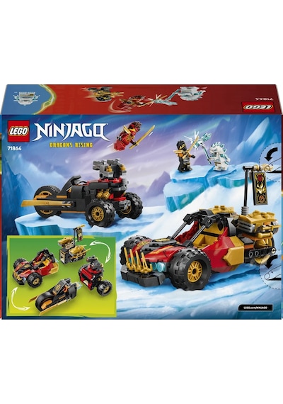 LEGO® NINJAGO® Kai ve Cole’un Birleşen Araçları 71864 - 7 Yaş ve Üzeri için 3 Minifigür İçeren Oyuncak Yapım Seti (394 Parça)