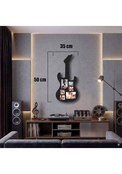 Mey İthalat Modern Rock Serisi: Siyah Lazer Kesim Gitar Figürlü Çoklu Anı Çerçevesi Çok Renkli