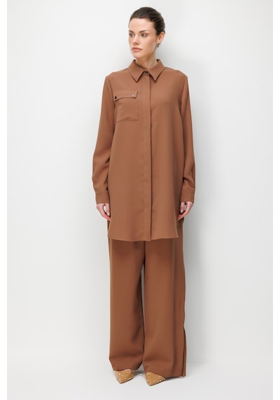 Esswaap Cep Detaylı Pantolonlu Takım Camel Camel