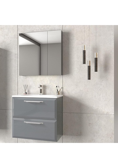 Orka Nuvola 65 Cm Mdf Parlak Gri Banyo Dolabı Takımı Gri Orka Nuvola 65 Cm Mdf Parlak Gri Banyo Dolabı Takımı Gri