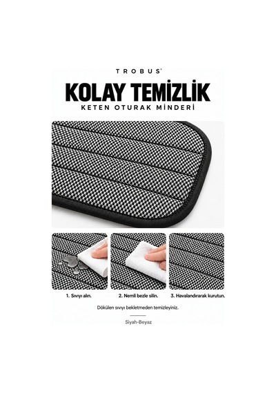 Honda City 2009-2013 Çizgili Keten 3'lü Minder Siyah-beyaz