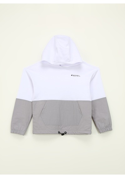Discovery Expedition Beyaz Kız Çocuk Kapüşonlu Oversize Blok Sweatshirt D4sg-swt3086
