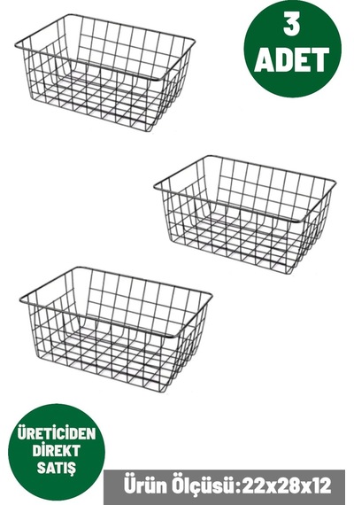 3 Adet Çok Amaçlı Sepet Organizer Banyo Düzenleyici Kiler Mutfak Organizer Dolap İçi Düzenleyici Met Diğer