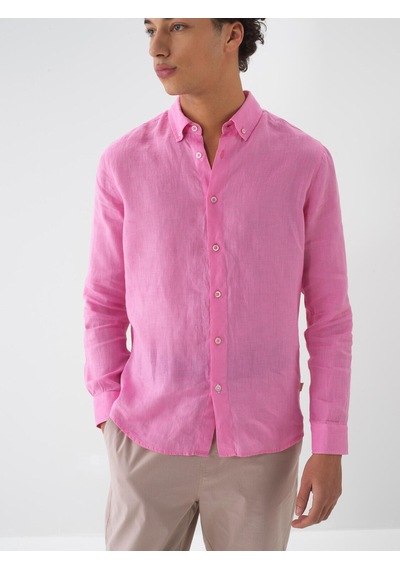 Xint Pembe %100 Keten Regular Fit Gömlek 700931