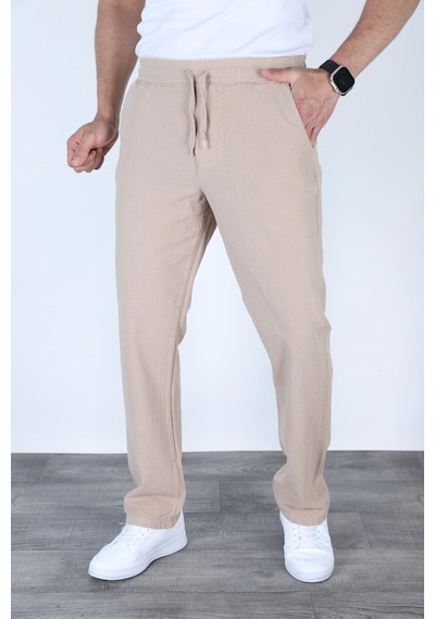 Myrab Denim Baggy Keten Pantolon Jogger Çağla Yeşili Bej