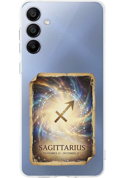 Samsung Galaxy A15 İle Uyumlu Burç Kartları Yay Tasarımlı Şeffaf Silikon Kılıf Şeffaf