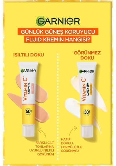 Garnier C Vitamini Parlak Fluid Koruyucu Yüz Güneş Kremi SPF50+ 2 x 40 ML