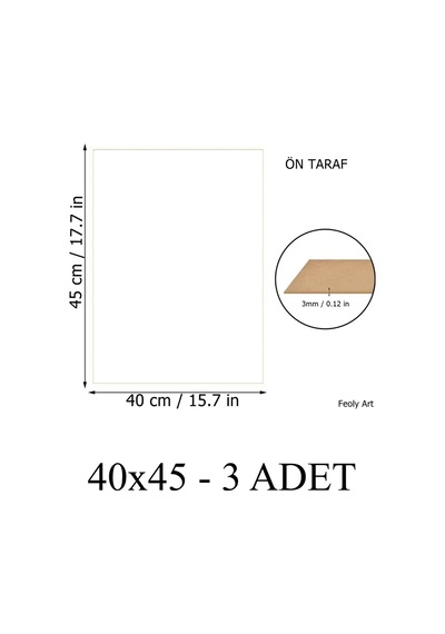 3 Mm / 40 Cm X 45 Cm Mdf Plaka 3 Adet - Hobi, Maket, Ahşap El Sanatları İçin Uygun 3 Lü Paket 400 x 450