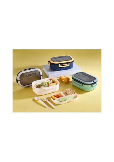 Beslenme Kutusu 1200 Ml 2 Katlı 6 Bölmeli Bpa'sız Pp Plastik Sefer Tası Ve Beslenme Çantası - Lunch Box, Çatal Ka Genel