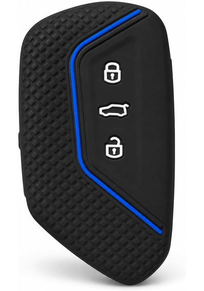 Autohan Keys Golf 8 2021+ Caddy 2021+ Tiguan 2024 Cupra Formenter Leon Petek Desenli Anahtar Kılıfı Siyah Mavi