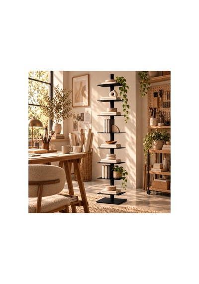 Axis 8 Raflı Metal Kitaplık Modern Tasarım Dikey Dekoratif Kitaplık Siyah - 935176049 Siyah