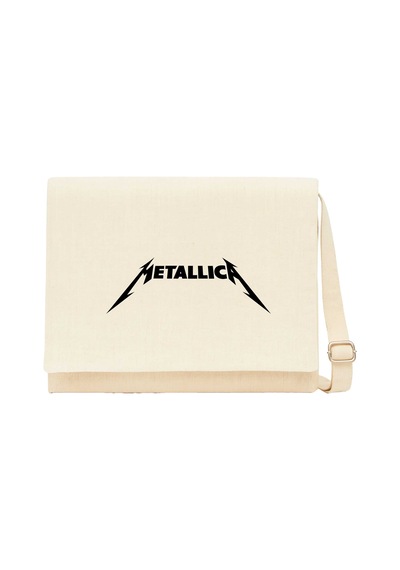 Metallica Classic Logo Krem Kanvas Postacı Çantası
