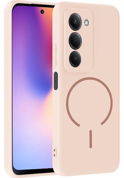 Xiaomi Redmi 15 Kılıf M-safe Şarj Özellikli Zore Meta Kapak Rose Pembe