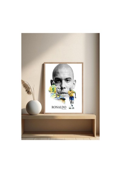 Ronaldo Doğal Ahşap Çerçeveli Tek Parça Dekoratif Tablo Çok Renkli - 820320628 Çok Renkli