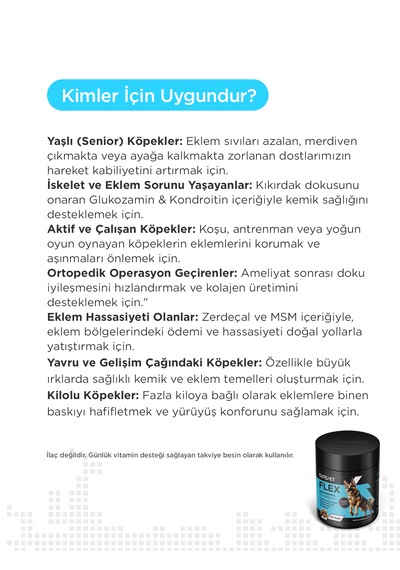 Cutepet Flex Köpek Eklem Ve Kemik Sağlığı Tableti 60 Adet Glukozamin, Kondroitin, Msm Destekli