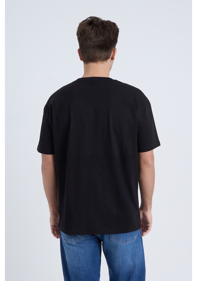 Velvoria Unisex Oversize Relaxed Moving Baskılı Siyah Renk T-shirt