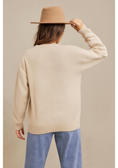 Fashion Friends Nakışlı Kadın Kazak 25k0313k1 Ekru