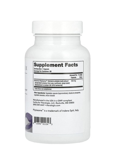 Theralogix, Berberine, Enhanced Absorption, 90 Capsules 550 Mg Per Capsule